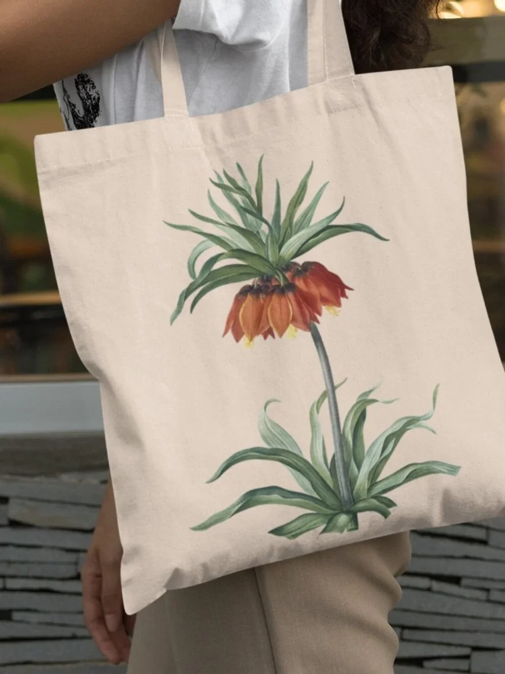 Fritillary Vintage Floral Print Graphic Canvas Tote Bag